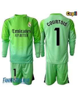 Real Madrid Thibaut Courtois #1 Portarii Echipament de Fotbal Replică 2025-26 Copii Deplasare Mâneci Lungi (+ Șorturi)